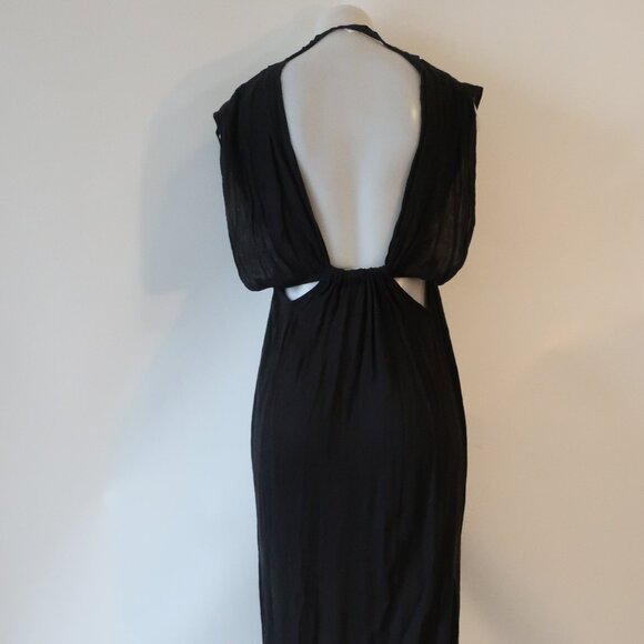 Women ASTR The Label Octavia Black Deep Plunge Cut-Out Long Gauzy Maxi Dress S​ - Picture 10 of 16